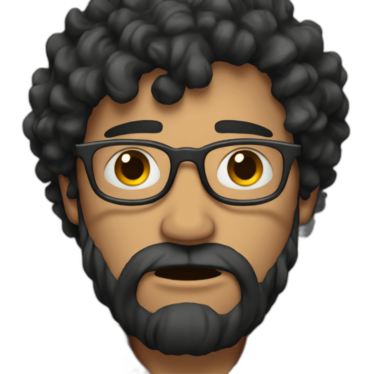 Crying man with beard, glasses, black curly hair and red plaid shirt emoji