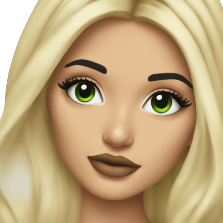 Kylie Jenner with green eyes blonde hair emoji