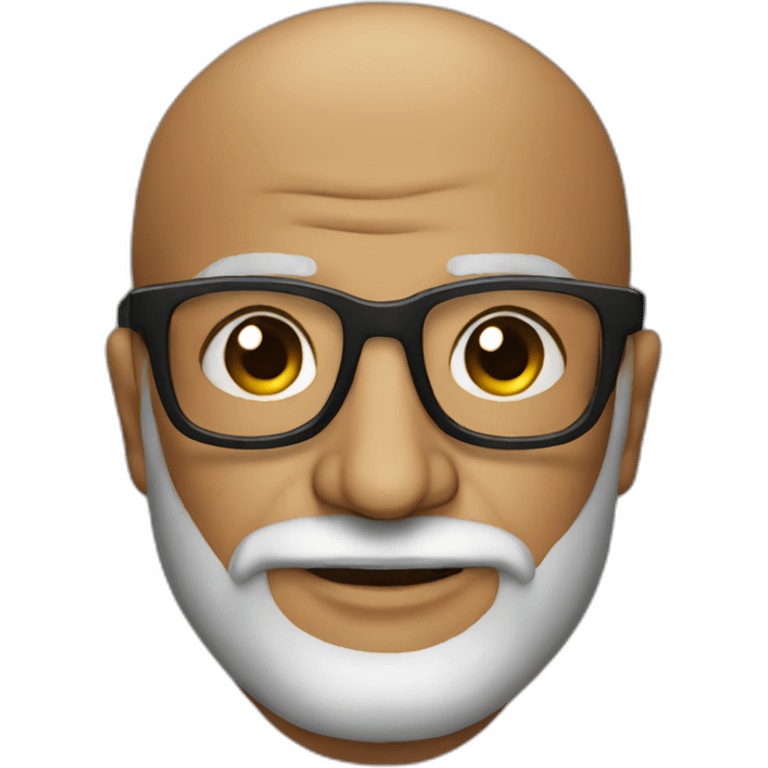 Rajinikanth bald with beard wearing spectacles emoji