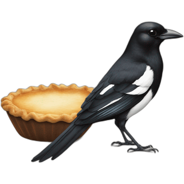 magpie standing on a pie emoji