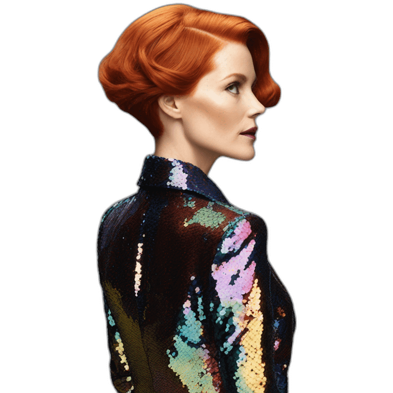 Audrey fleurot hair on the back multicolored sequined suit emoji