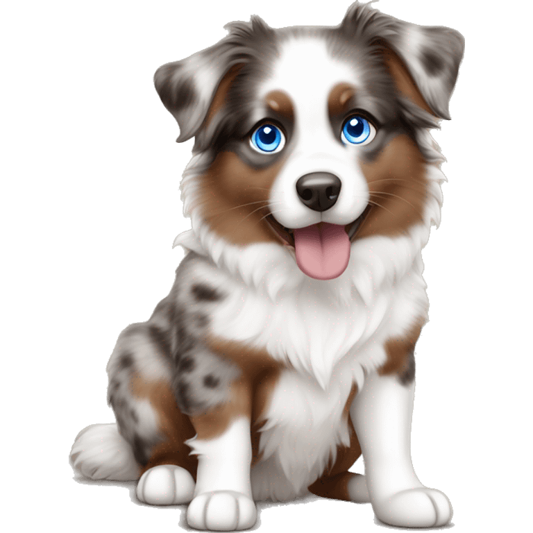 Brown Merle mini Aussie with blue eyes emoji