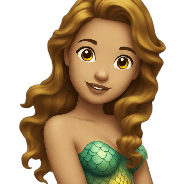 yellow tone mermaid with brown hair emoji