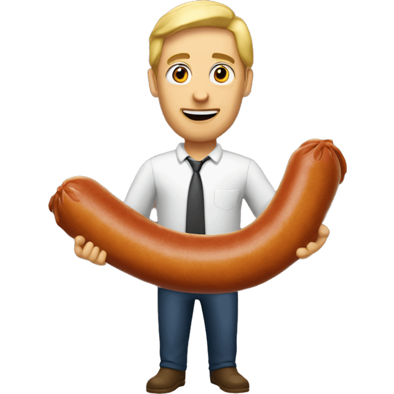 Man holding sausage emoji