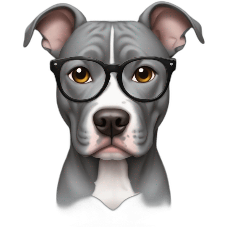 gray pitbull wearing glasses emoji