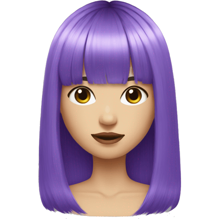 purple hair with bangs long hair emoji