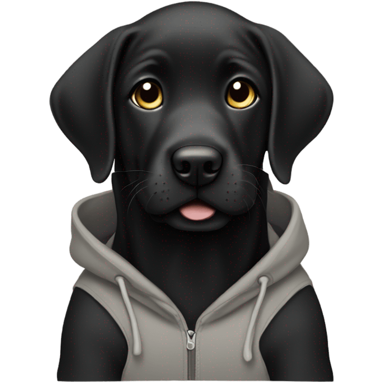 Black Labrador puppy wearing a hoodie  emoji