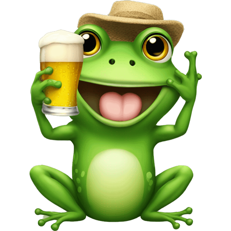 Frog with beer emoji