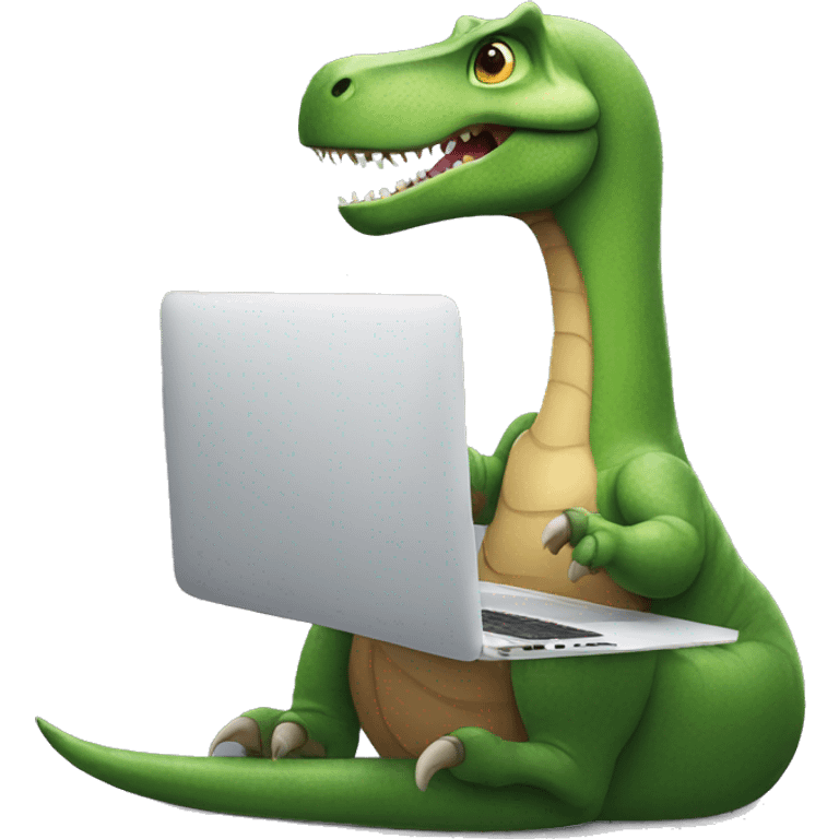 dinosaur working on macbook emoji