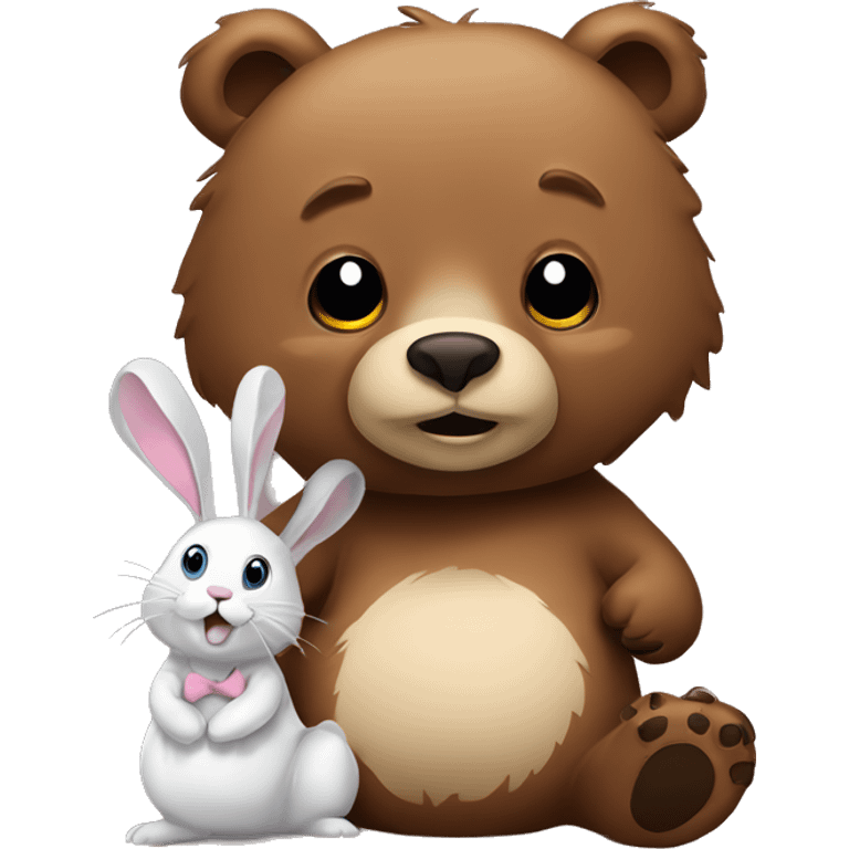 Grizzly bear with Bunny emoji