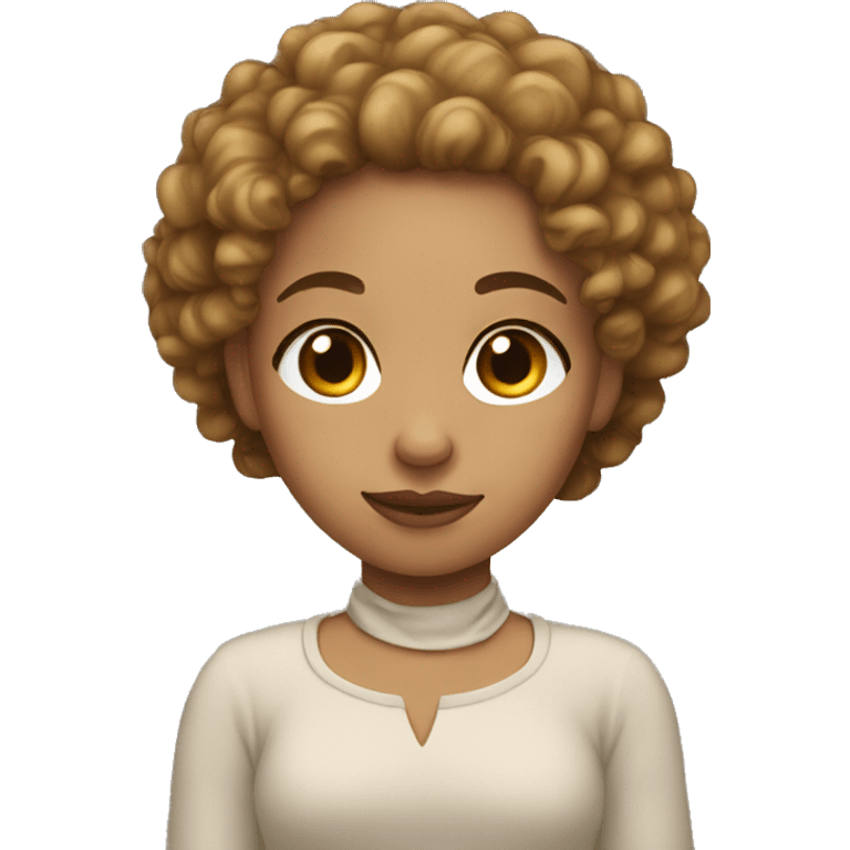 light skin girl with curly hair up to her shoulders emoji