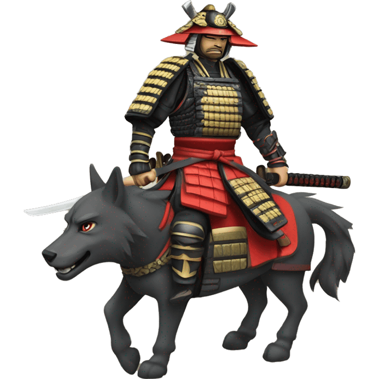 shogun samurai on wild wolf emoji