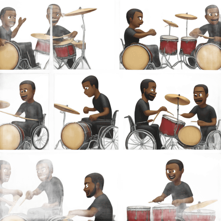 Black person in wheelchair playing the drums  emoji