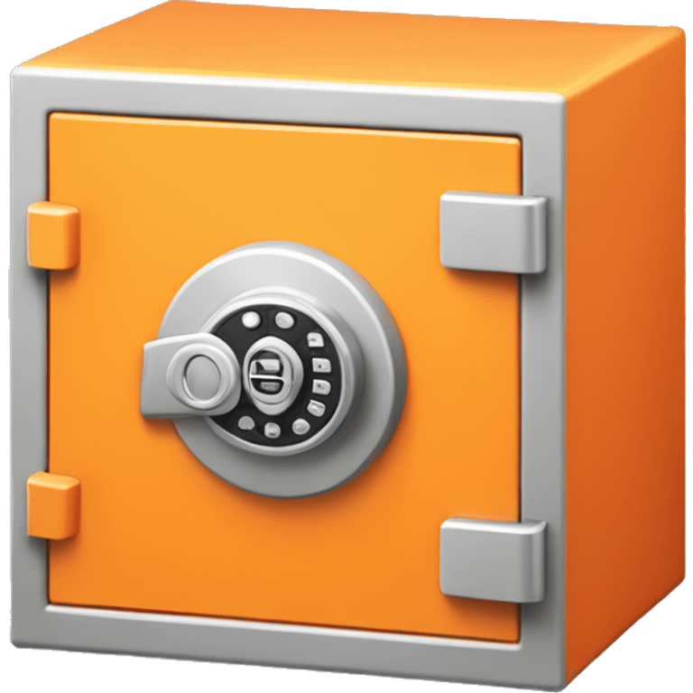 3d colosed isometric small safe in orange or yellow emoji