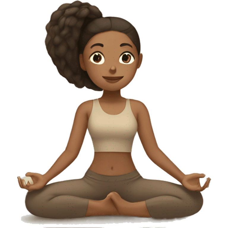 Brunette Girl doing yoga in beige tones  emoji