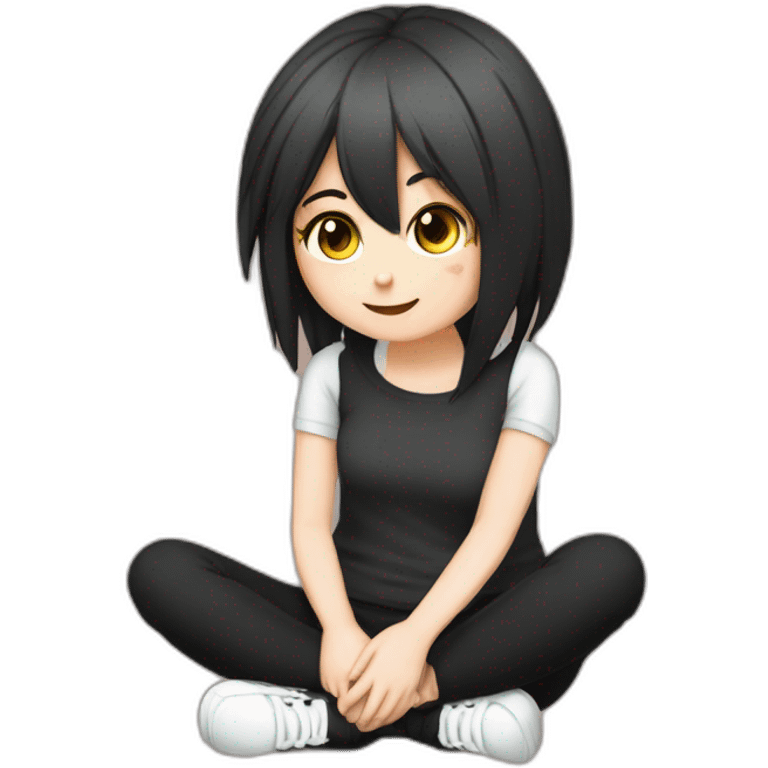 Full body curvy emo girl sits on the floor черная юбка белые трусики рваные полосатые чулки emoji