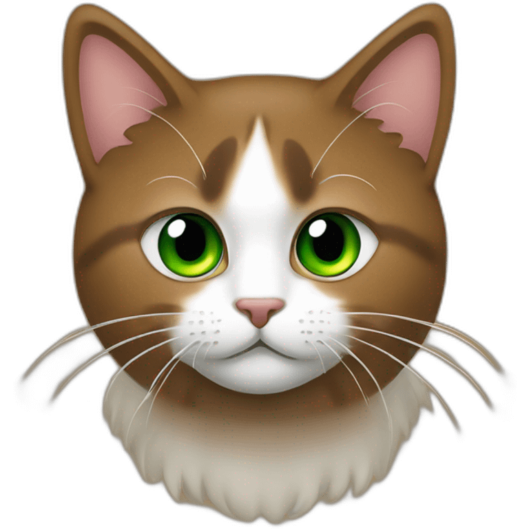 Chat tricolore marron aux yeux vert emoji