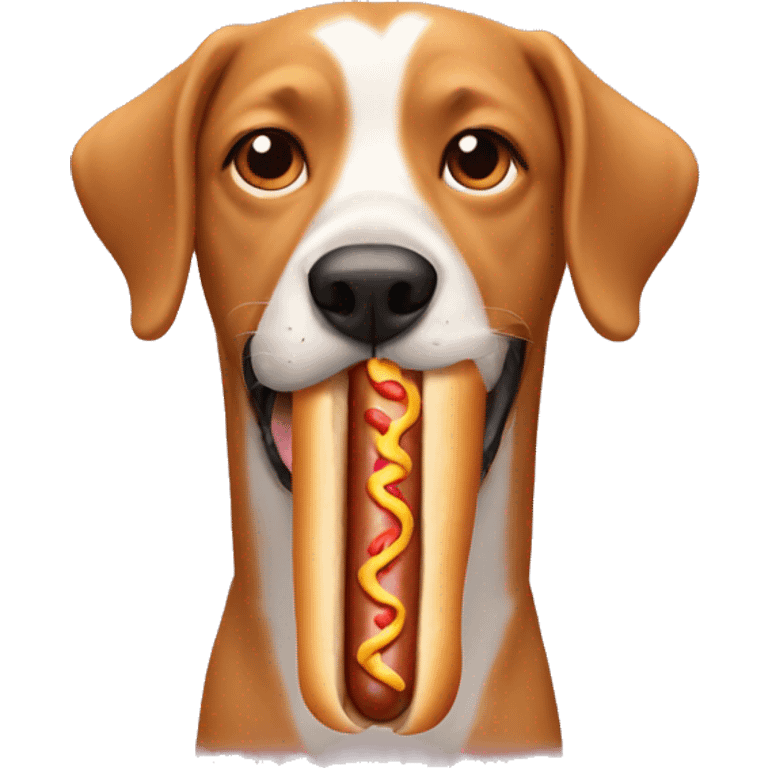 dog eating a hot dog emoji