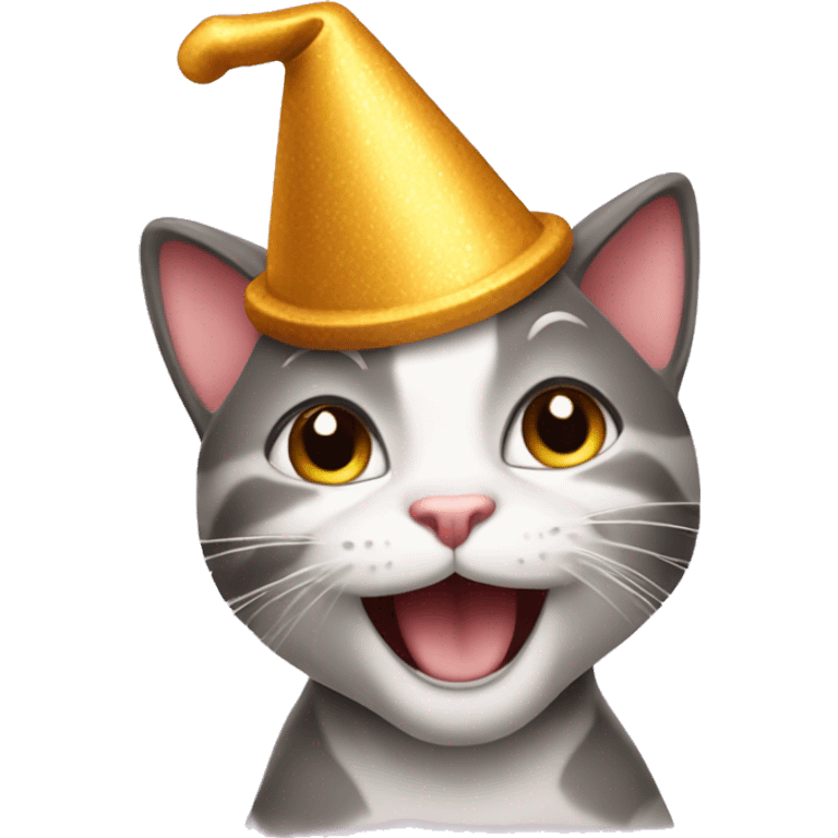 happy cat dancing birthday hat emoji