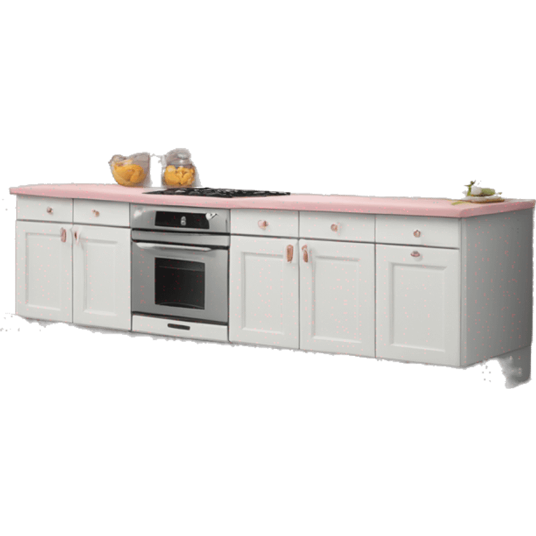 Realistic white and rose silver hanging kitchen cabinets  emoji