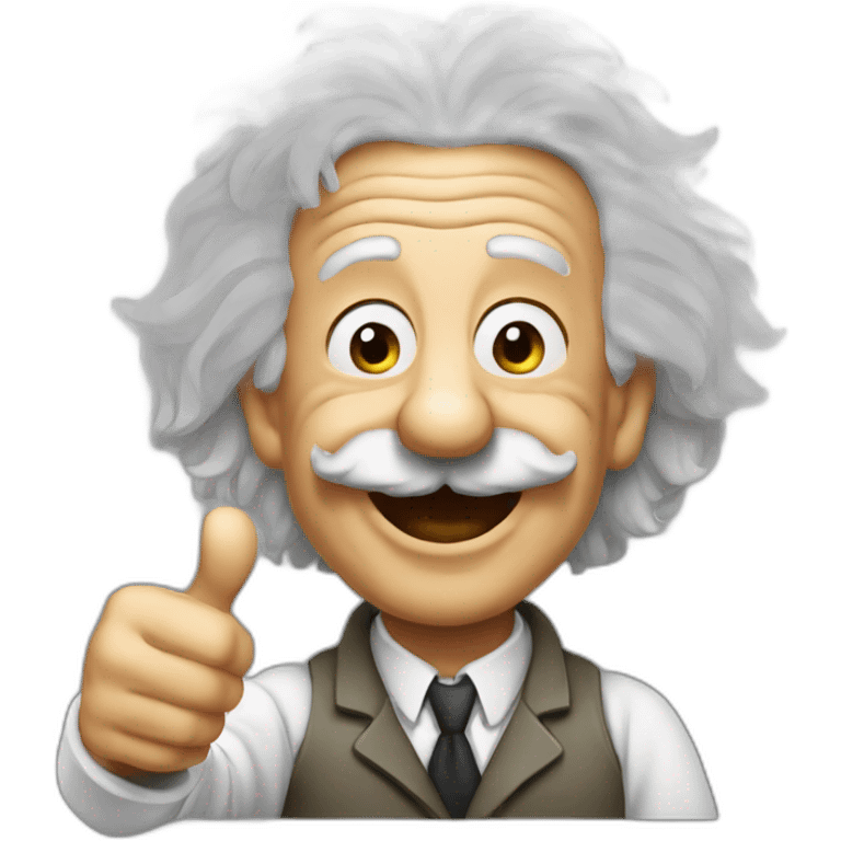 albert einstein with one thumbs up emoji