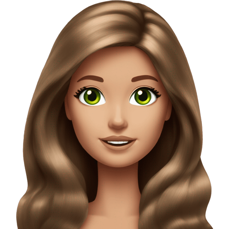 barbie long brown hair green eyes emoji