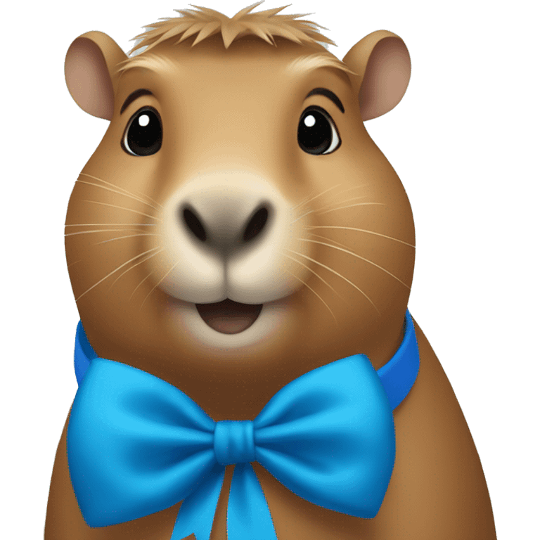 capybara wearing blue bow emoji