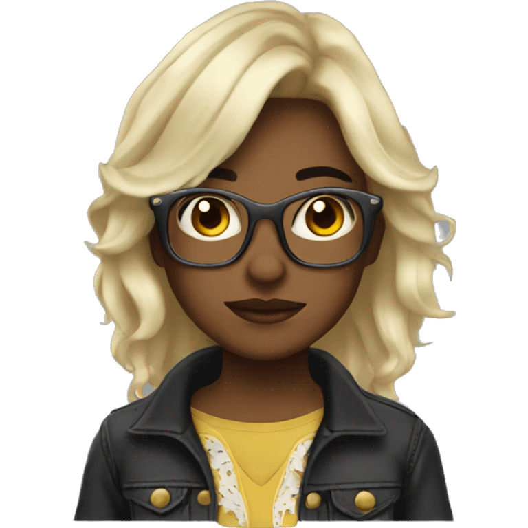 Blonde cowboy glasses and dark hair alternative girl   emoji