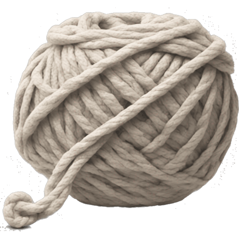 Ball of t shirt yarn with a hook next to it neutral colors  emoji