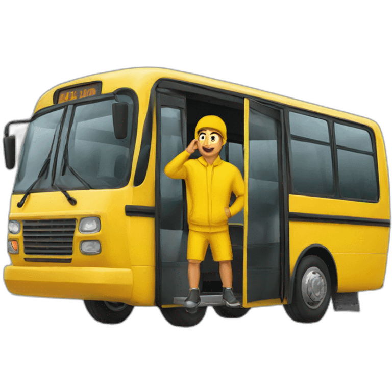 Armenian men in yellow clothing in the bus emoji