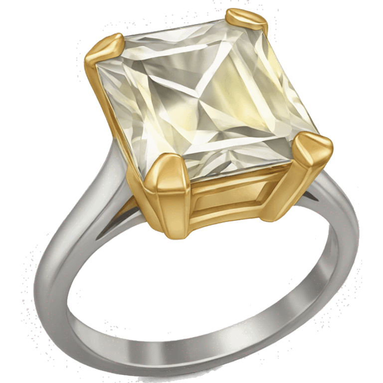 Gold radiant cut diamond ring emoji