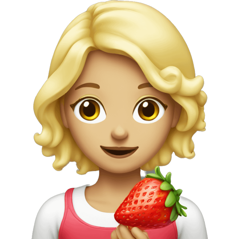 A blonde girl eating gummy strawberries  emoji