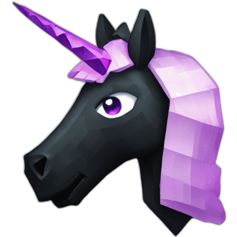 Minecraft Glitter Black Unicorn Head With Diamond Horn emoji