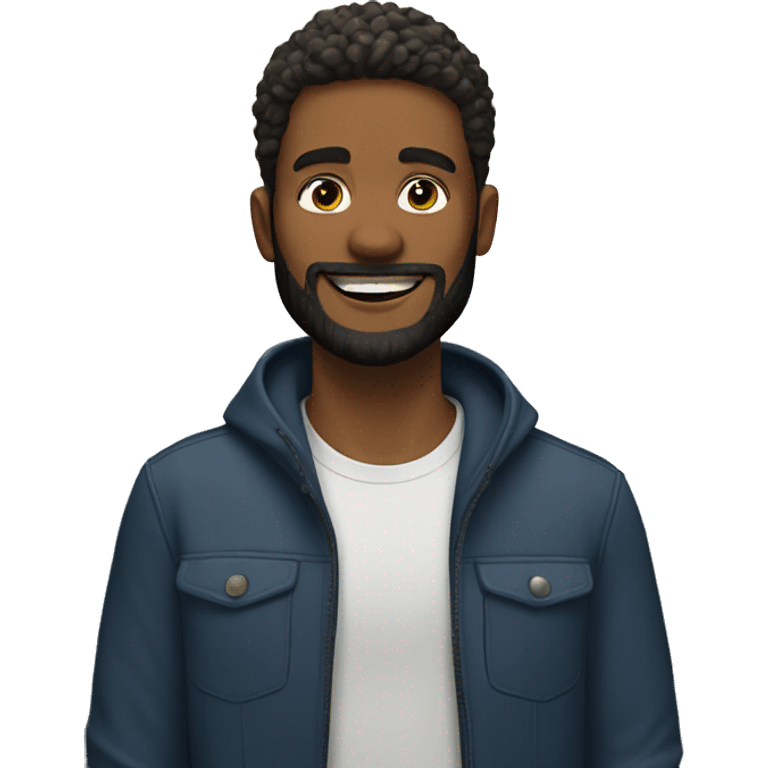 young man with beard on top of a mountain emoji