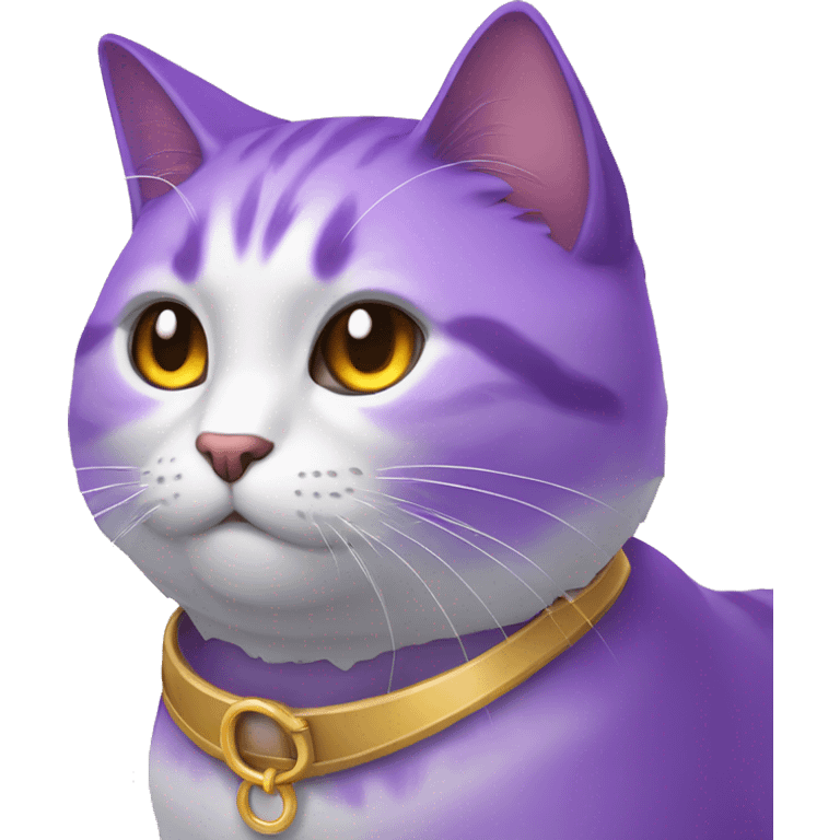 gato morado gigante con collar de luna emoji