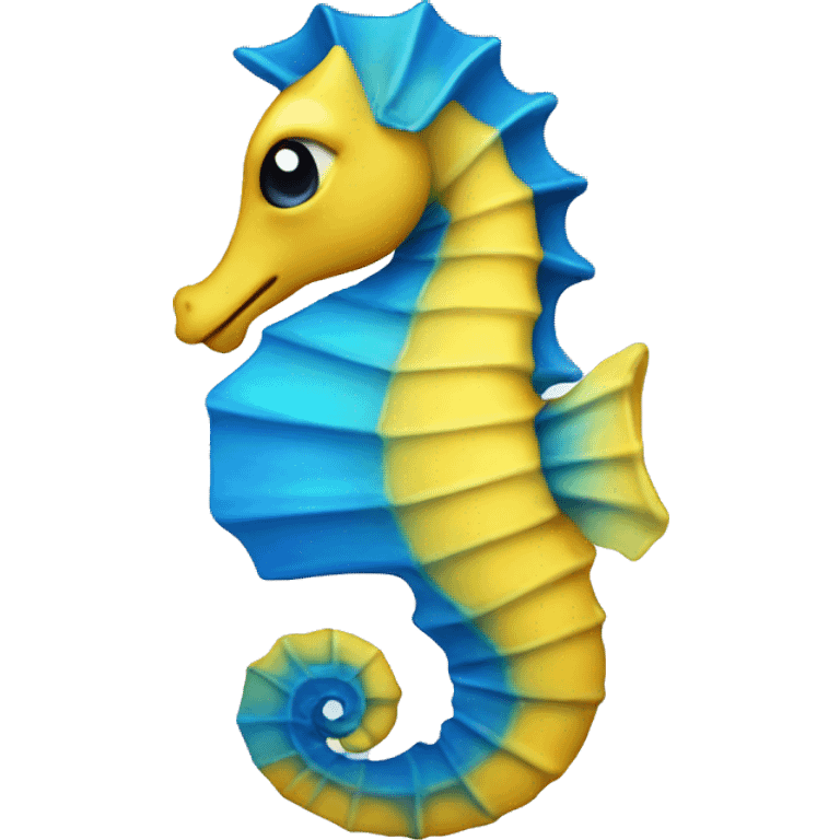 Yellow-blue seahorse emoji