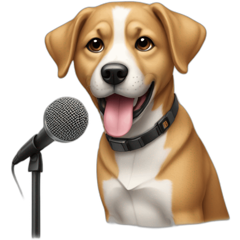 Chien avec microphone emoji