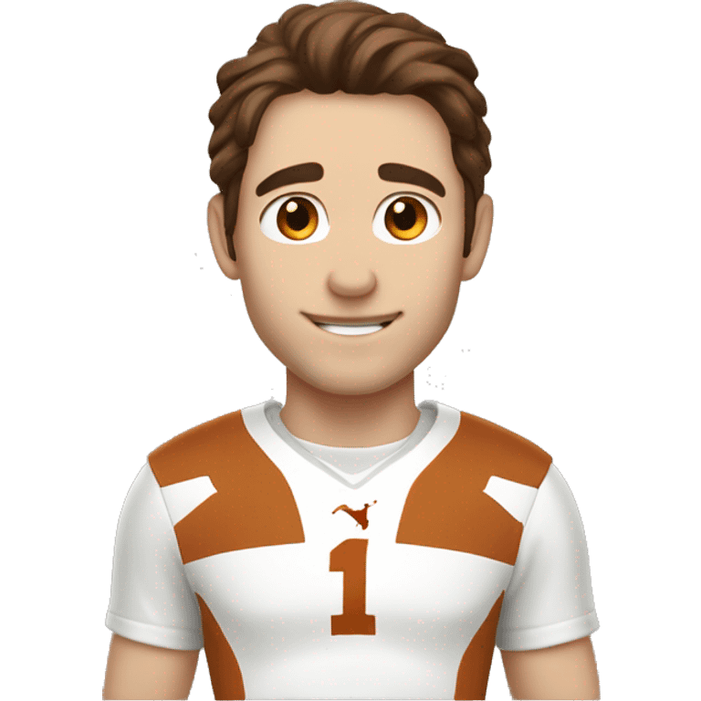 Brown hair, pale skin, male with hook em horns for University of Texas Longhorn. emoji