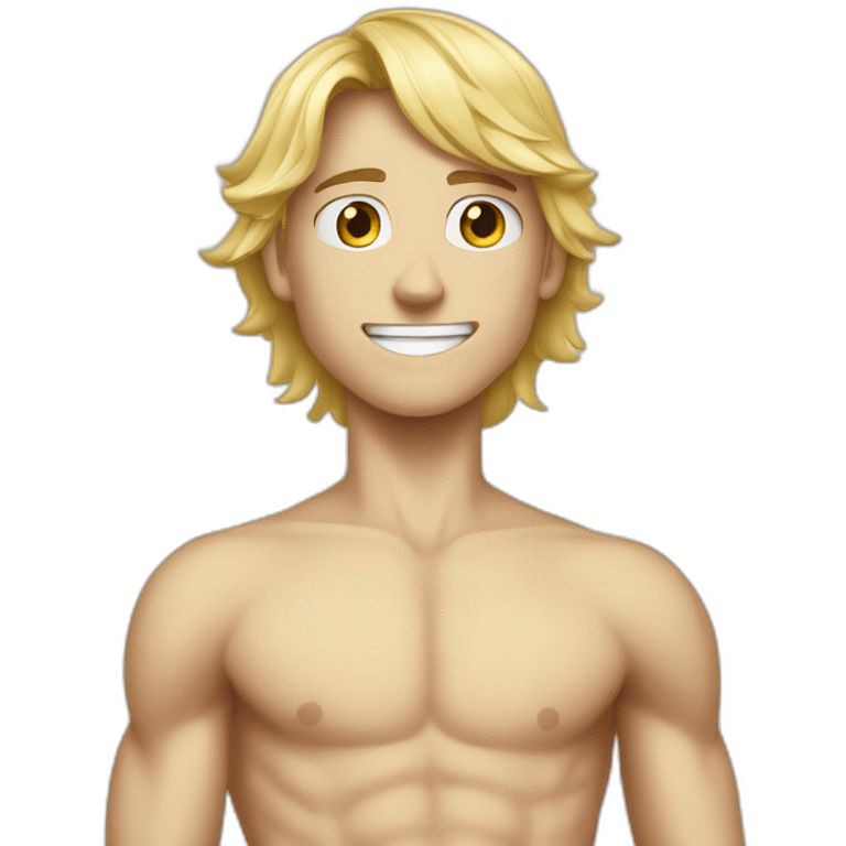 A skinny muscular white and blonde teens in his 20 emoji