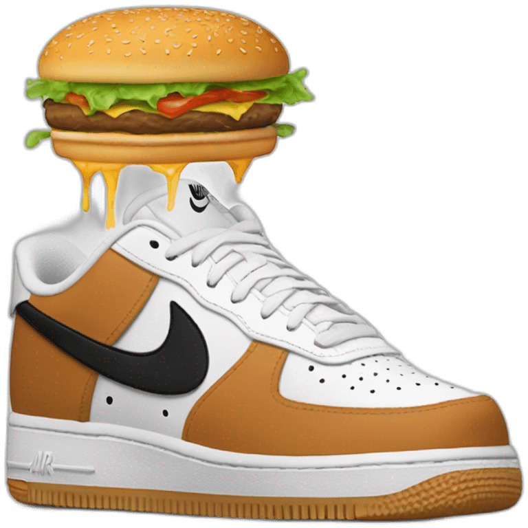 Une nike air force 1 qui mange un burger emoji