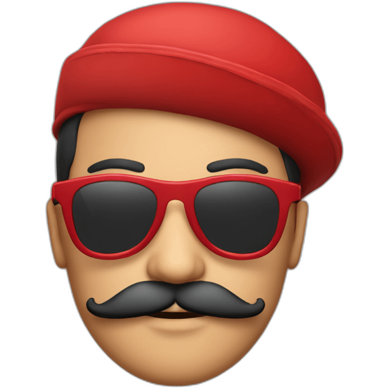 red a man in red clothes wearing a red hat, sunglasses and a moustache emoji