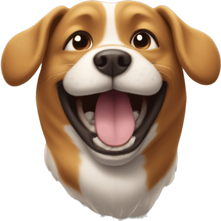 Dog smiling super hard emoji