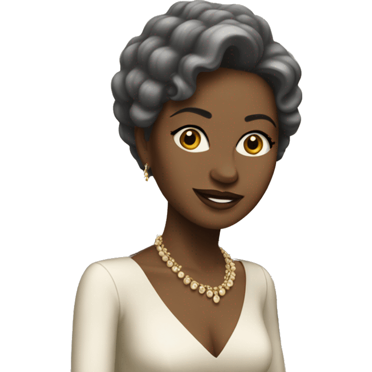 white lady in a classy dress playing a beige grand piano emoji