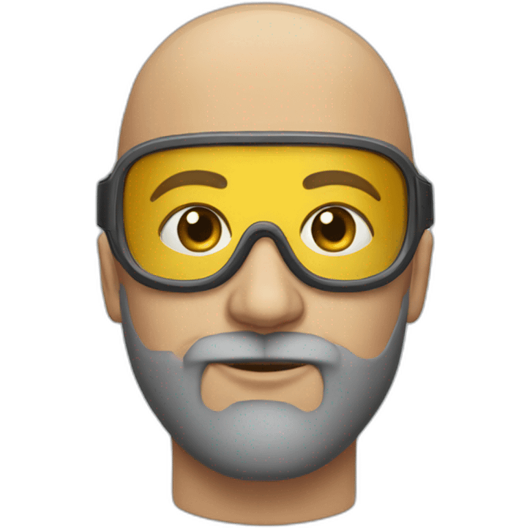 Bald head with beard, fit and wearing goggles emoji