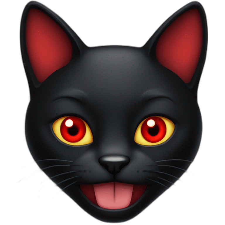 black cat with red devil eyes emoji