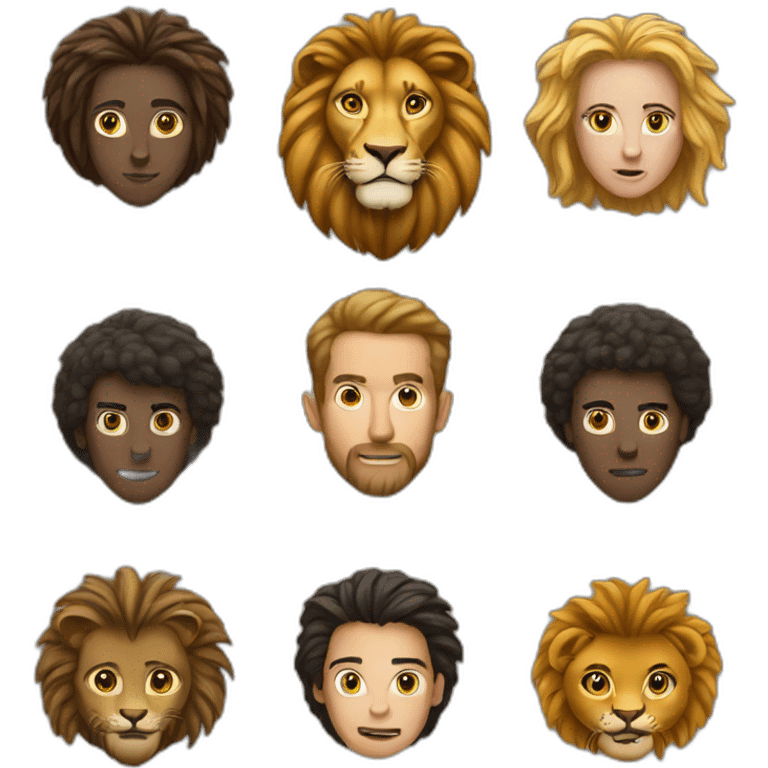 5 people vs lion emoji