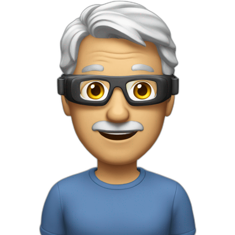 45 years old, gray hair, over weight, Brazilian using virtual reality headset emoji