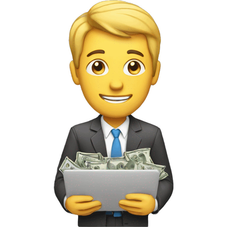 man with laptop and cash emoji