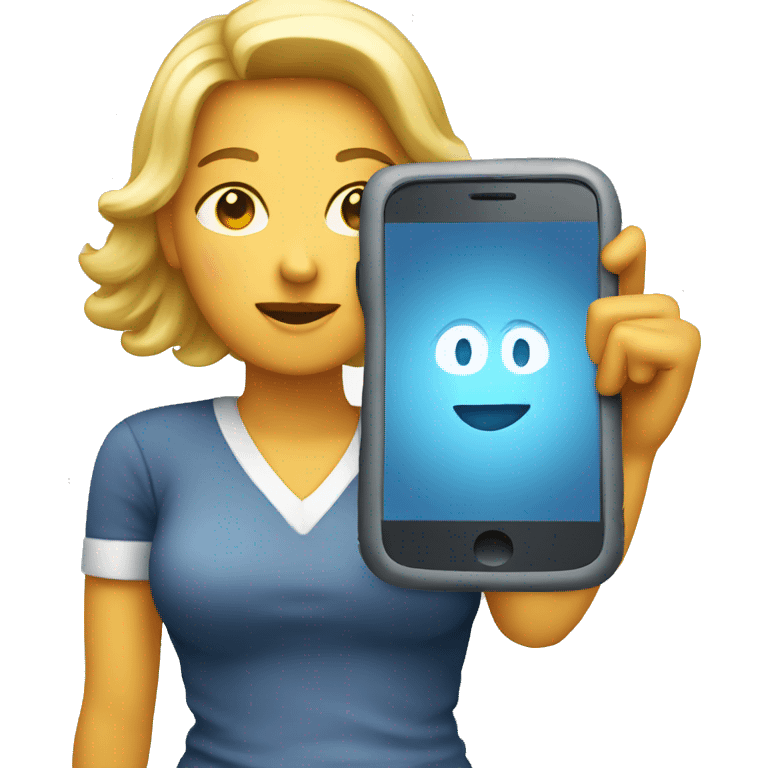 woman showing big phone emoji