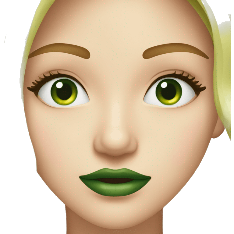 Mujer rubia de ojos verdes labios rosados y blanca emoji